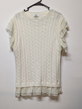 Amalli Talli Cream Cable Knit Pullover Sweater Vest Size XL Tall